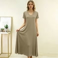thumbnail image 4 of MEICHEN Women's Summer Sleepshirts Nightgowns for Women for Sleeping Short Sleeve V Neck Long Dress Causal Nightwear Womens Home Essentials Fashion Clothing, 4 of 7