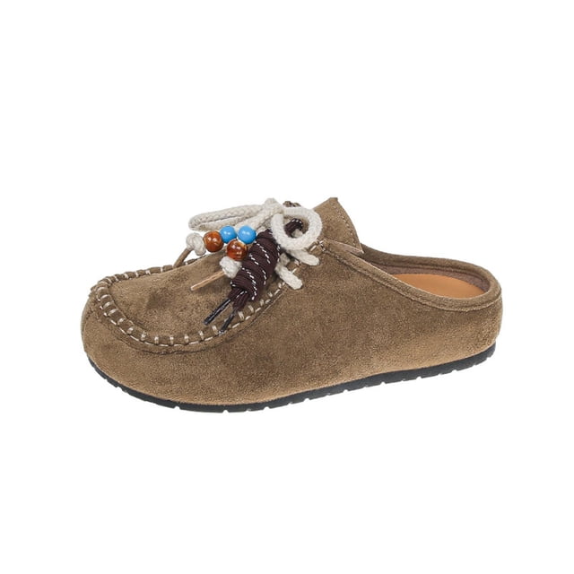 Chaussures de Course pour Femmes Mode Polyvalentes Style Ethnique Demi-Pantoufles 36-41 Chaussures Décontractées pour Femmes Tendance Confortables Plates