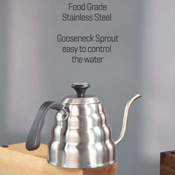 Tetera de Café de Acero Inoxidable de 1,2 L, Tetera de con Termómetro para Cafetera de Oficina en Casa