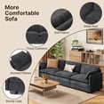 thumbnail image 6 of Asofer 110" Corduroy 3‑Seater Cloud Sofa, Upholstered Couch with Extra Deep Seats, 2 Throw Pillows for Small Space & Apartment, Dark Gray, 6 of 9