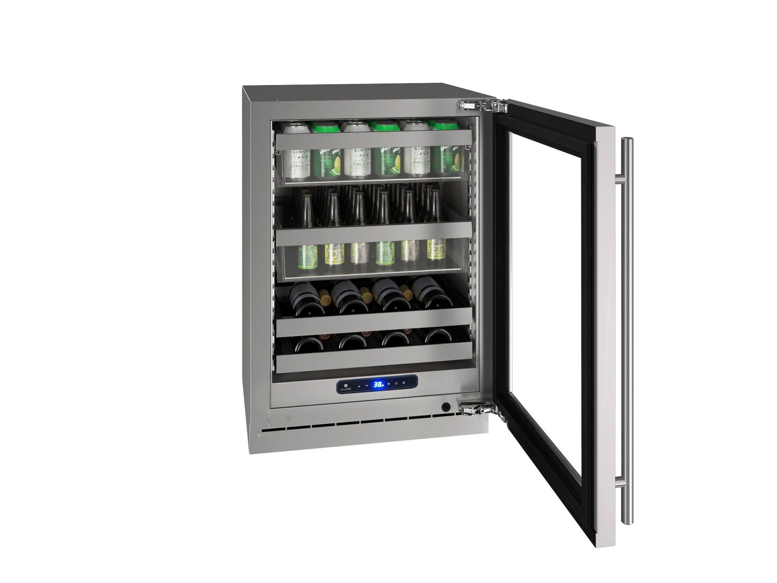 U-Line Uhbv524-41A 24" Wide 14 Wine Bottle And 111 Can Capacity Built-In Or Free Standing