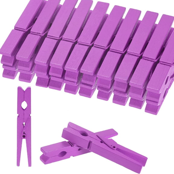 30-Pack Colored Clothespins Wooden, 2.8 Inch/72mm Colorful Clothes Pins for Hanging Clothing/Crafts[Purple]