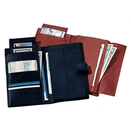 Deluxe Leather Travel Wallet w Passport Pocket & Currency Slots (Blue)