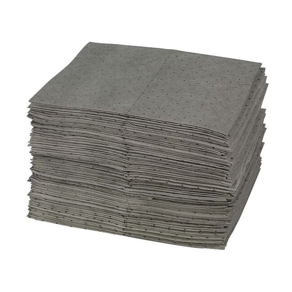 Brady Sorbent Pad, 28 gal, 15 in x 19 in, Oil, Gray, Polypropylene GP100-B