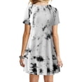 thumbnail image 3 of Pompotops Mode Femmes Casual Manches Courtes O-Cou Impression Dames en Vrac Mini Robe, 3 of 5