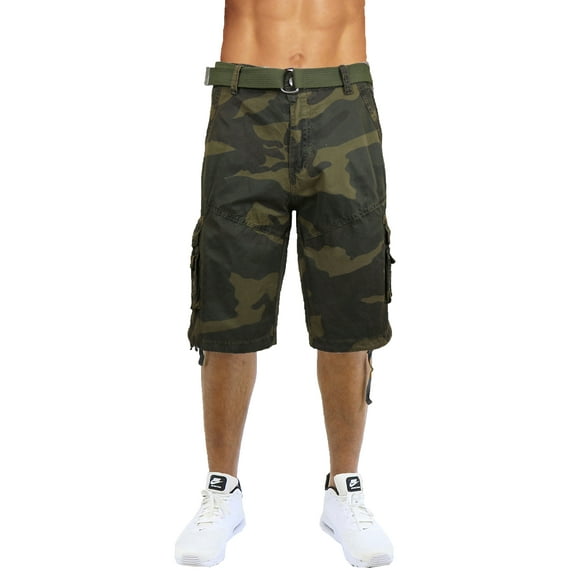 Men's Distressed Vintage Belted Cargo Utility Shorts (Size 30-48)