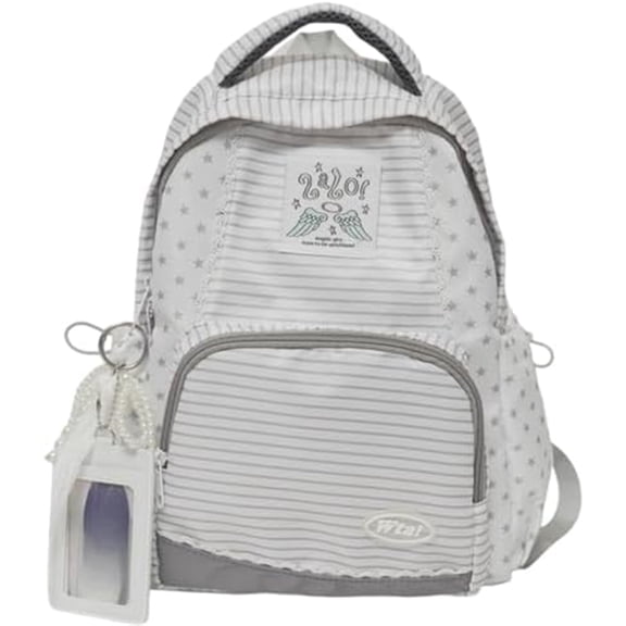 JKCCZLL Y2k Backpack Whimsical Backpack Cute Stripe Bookbag Japanese Medium Daypack Cutecore Supplies,Large Striped Star