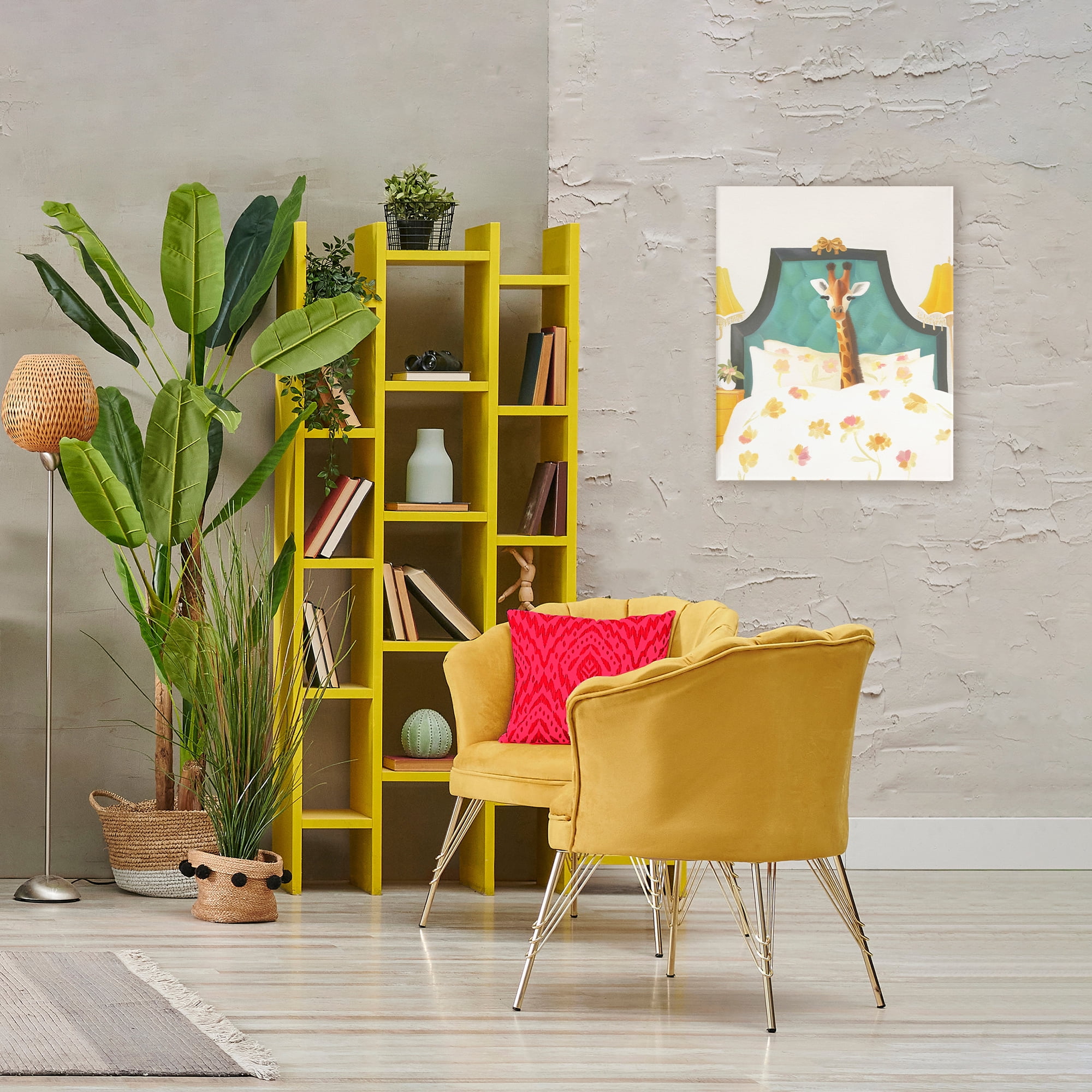 Good Morning Giraffe in Bed Canvas Wall Art, design by Leah Straatsma