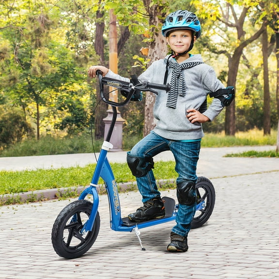 HOMCOM Kick Scooter for Kids 5-12 Years, Adjustable Height Handlebar, Blue