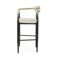 thumbnail image 2 of Camas Modern Fabric Upholstered Iron 30 Inch Barstools, Set of 2, Beige, Black, and Gold, 2 of 10