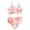 thumbnail image 1 of Vedolay Girl Swimsuit Girl's 2 Piece Tropical Print Cut Out Bikini Swimsuit Asymmetrical Bathing Suit,Orange 10 Years, 1 of 5