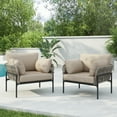 thumbnail image 2 of Miekor Furniture [Set of 2] 36" Beige Iron Lounge Chair with Rope Weave Design and Plush Cushions, Perfect for Indoor and Outdoor Relaxation MK9668, 2 of 12