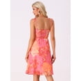 thumbnail image 4 of DARING DIVA Spaghetti Strap Summer Floral Print Midi Dress S Hot Pink, 4 of 6