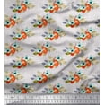 thumbnail image 1 of Soimoi Gray Cotton Voile Fabric Tomato,Leaves & Flower Floral Print Sewing Fabric Yard 56 Inch Wide, 1 of 3