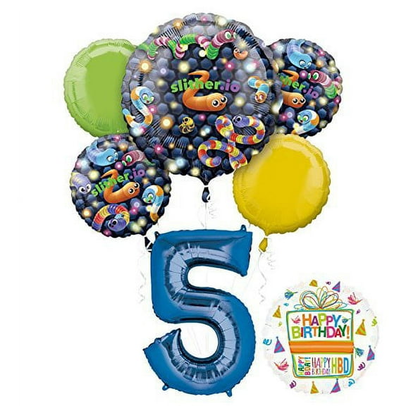Slither.io Party Supplies 5th Birthday Video Game Balloon Bouquet Decorations