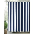 thumbnail image 2 of Fsddascl Navy Blue Striped Shower Curtain Set - Small 36" x 72" Bathtub Curtain with 12 Hooks, Modern Farmhouse Blue White Stripes Waterproof Fabric Stall Shower Curtains for Bathroom/Bathtub, 2 of 6