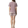 thumbnail image 3 of INSPIRE CHIC Women's Plaid Short Sleeve T-Shirt with Shorts Pajama Set XS Purple, 3 of 5