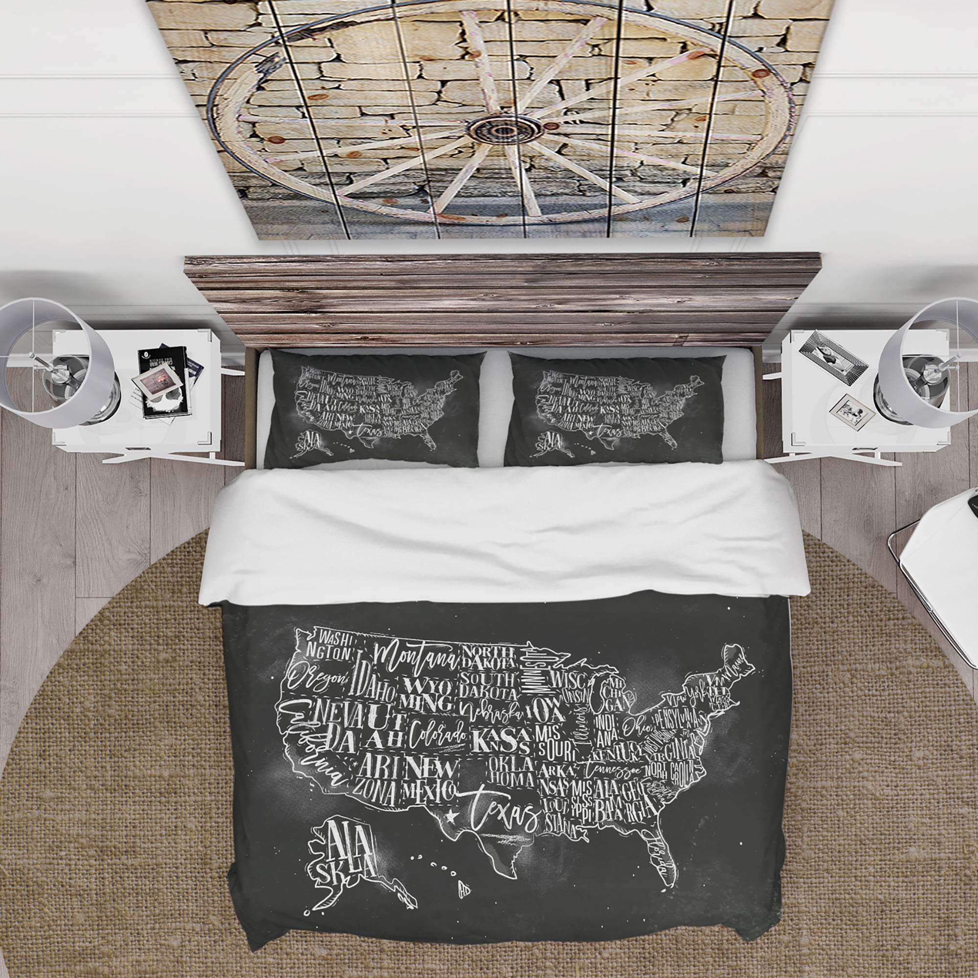 Designart 'United States Chalk Vintage Map' Maps Duvet Cover Set
