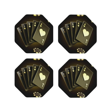 

Tideii Casino Cards 1 for Leather Coasters 4 Pieces Anti-fouling and Anti-scalding Decorative Coasters Suitable for Restaurants Kitchens Coffee Shops-Octagon
