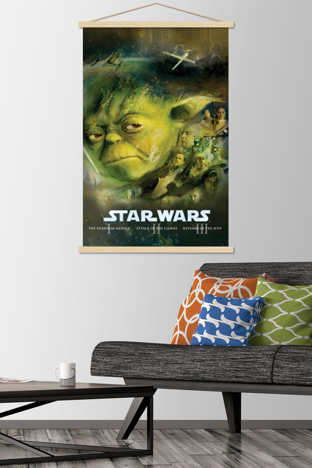 Star Wars: Saga - Blu Ray Prequels Wall Poster with Wooden Magnetic Frame, 22.375" x 34"