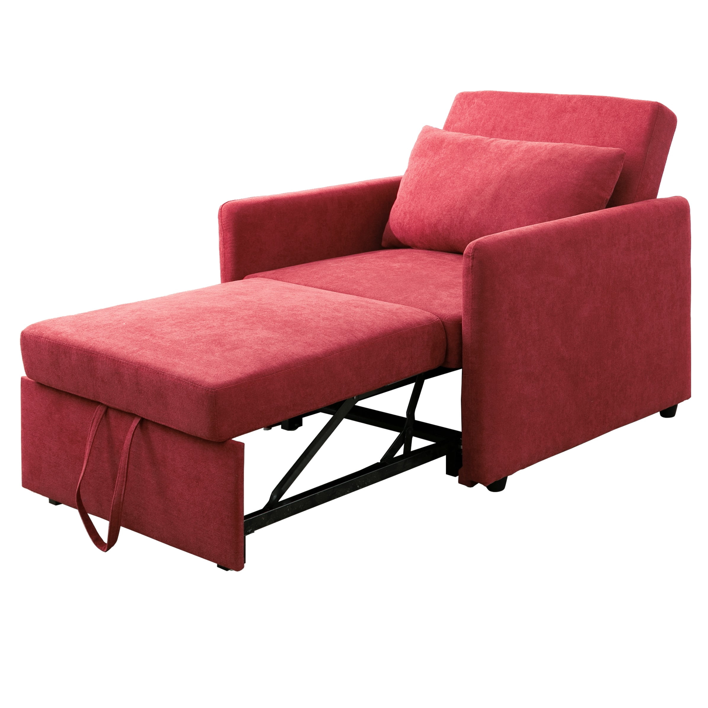 Convertible Sofa Bed, Sleeper Sofa Chair 3 in 1 Pull Out Couch Beds for Living Room Apartment Office, Red