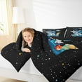 thumbnail image 4 of jejeloiu Outer Space Landscape Bedding Comforter Set,Cartoon Astronsut Galaxy Planet Twin Comforter Sets,First Letter E Bedding Set For Boys,Super Cozy Room Decor Reversible,2 Pieces, 4 of 8