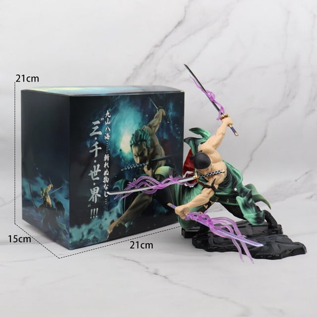One Piece Anime Three-Knife Flow Three Thousand World Roronoa Zoro Fire Fist Ace Perimeter Modelo Figuras Colección Juguetes Decoración hola suerte unisex