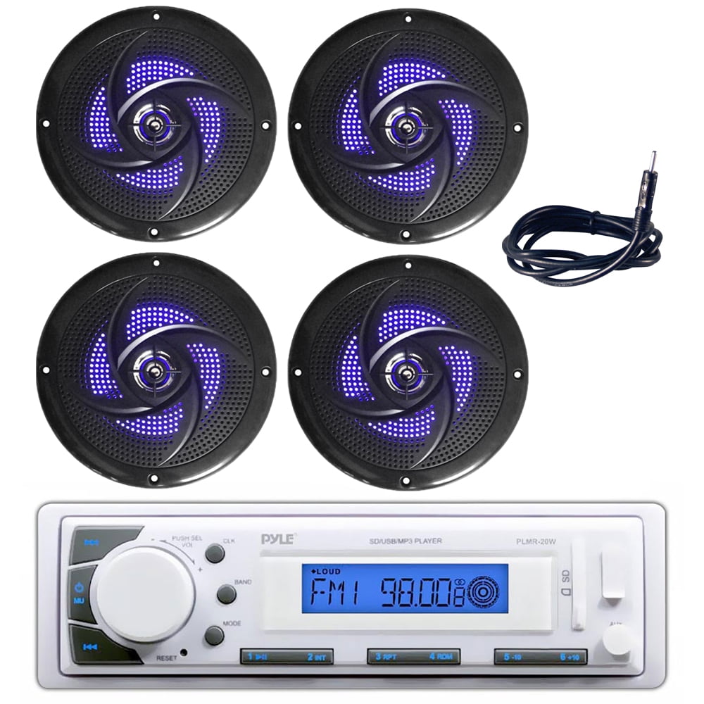 Pyle PLMR20W Marine Stereo Radio Headunit Receiver, 5.25 180W Low