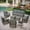 8pcs Set(2 Swivel Gliders + 2 Rattan Chairs + 3-Seater Sofa + 2 Ottomans + Side Table), variant on Yeahumalia Outdoor Rattan Patio Set, 2 Wicker Swivel Glider Chairs and Side Table with Grey Cushion
