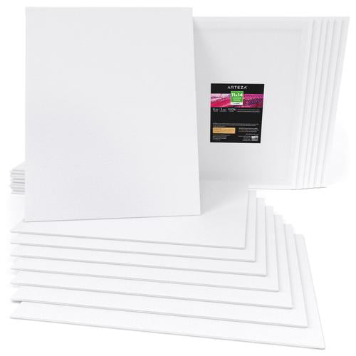 Arteza Stretched Canvas, Classic, White, 24x36, Large Blank Canvas Boards  for Painting- 5 Pack