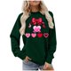 thumbnail image 1 of TaTaai Women's Bow Print Round-neck Long-sleeved Sweatshirt, Valentine's Day Gift, Casual Sporty Top, Fall Winter Wear Gift, 1 of 5