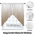 thumbnail image 3 of Swag Curtain Valances Brown Geometric Swag Valances for Kitchen Windows Ombre Lines Rhombus Pattern Short Topper Curtains Valance Tier Pair for Kitchen Bedroom Living Room Bathroom 28"x36", 3 of 8