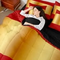 thumbnail image 4 of Castle Fairy Female Men Adults Minimalist Wide Stripes Twin Bedding Sets 7-Piece,Mid Century Red Golden Bedding Comforter Set Microfiber,Geometric Polka Dots Breathable Sheet Sets, 4 of 8