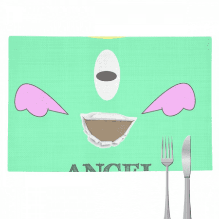 

Green Creature Angel Emotion Happy Placemat Pad Kitchen Woven Heat Resistant Cushion Rectangle