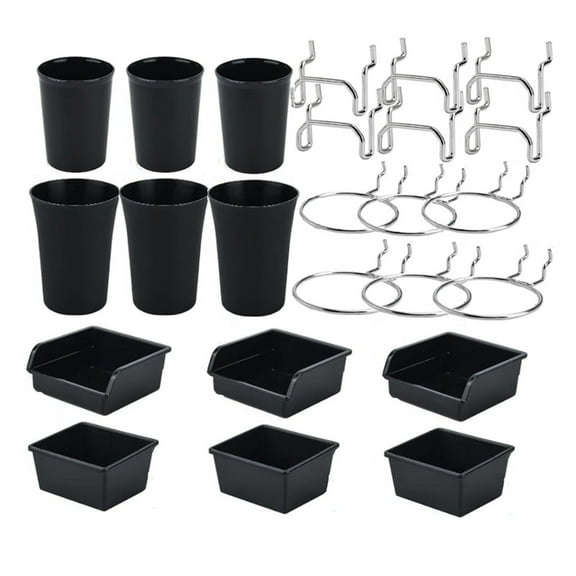Peg Board Bins Cups with Hooks & Loop 12Pack,Peg Organizer Accessories, Tools B