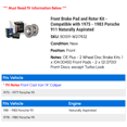 thumbnail image 2 of Front Brake Pad and Rotor Kit - Compatible with 1975 - 1983 Porsche 911 Naturally Aspirated 1976 1977 1978 1979 1980 1981 1982, 2 of 2