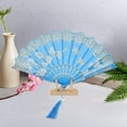 thumbnail image 4 of Unique Bargains Tassel Folding Fan 1 Pc for Weddings Parties Sky Blue, 4 of 5