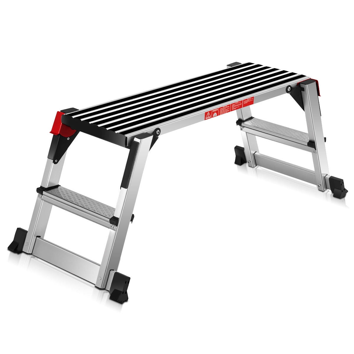 12.5' 12-Step Aluminum Step Platform Utility Foldable Scaffold Ladder Home 330LB 