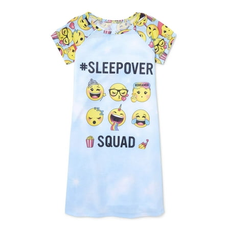Girls Sleepover Set - Girl's Emoji Sleepover Squad Short Sleep Nightgown (Big Girl & Little Girl)