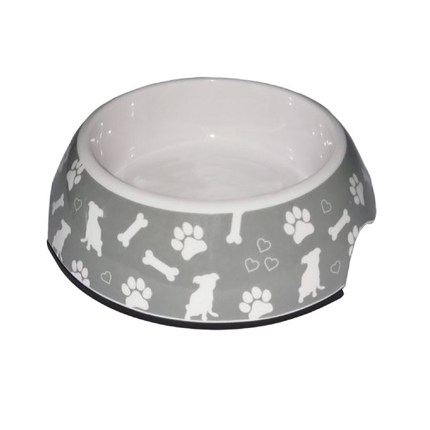 Ancol - Cuenco para Perros Hungry Paws Diseño Hueso (Gris, Blanco)