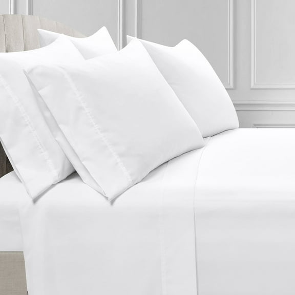 Lush Decor  Farmhouse Milo Solid Silver-Infused Antimicrobial Sheet Set White 6Pc King