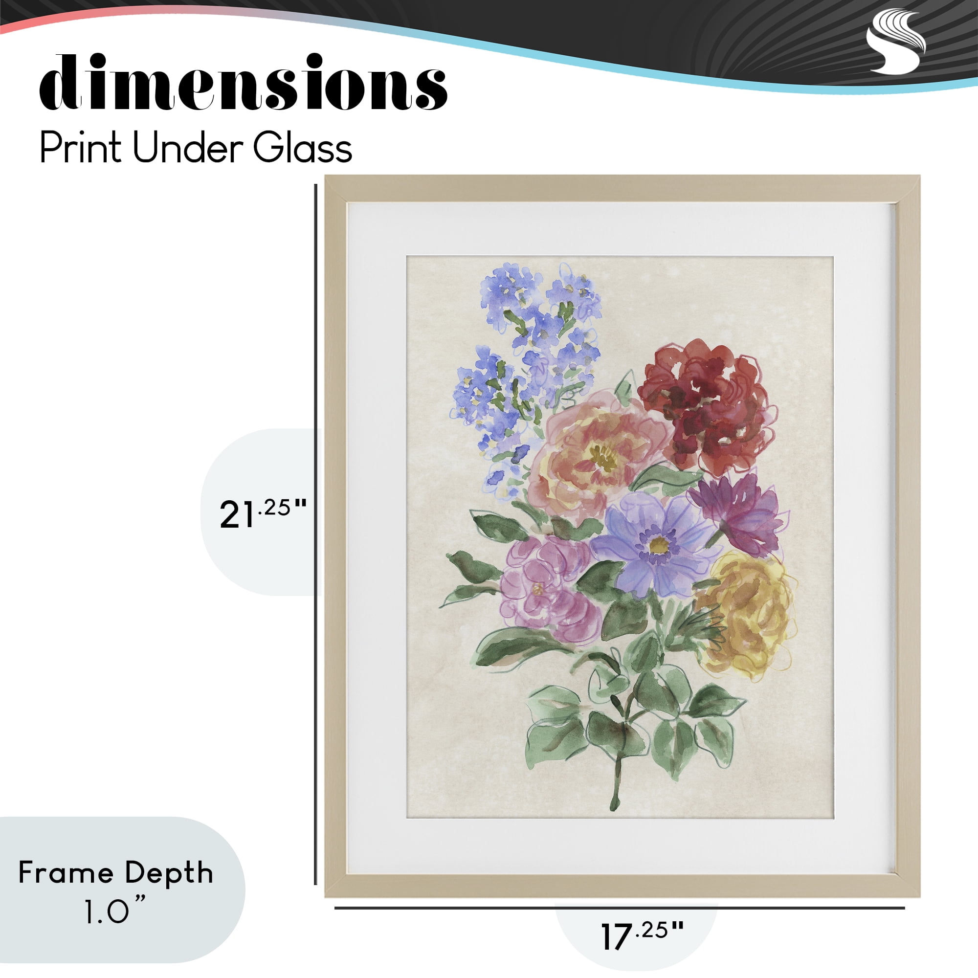 Stupell Industries Mixed Blooms on Parchment Birch Framed Print Under Glass, design by June Erica Vess