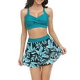 thumbnail image 4 of Blotona Mommy and Me Summer 3PCS Swimwear Sets Solid Color Sling Vest + Floral Leaf Lemon Print Skirt + Thong, 4 of 10