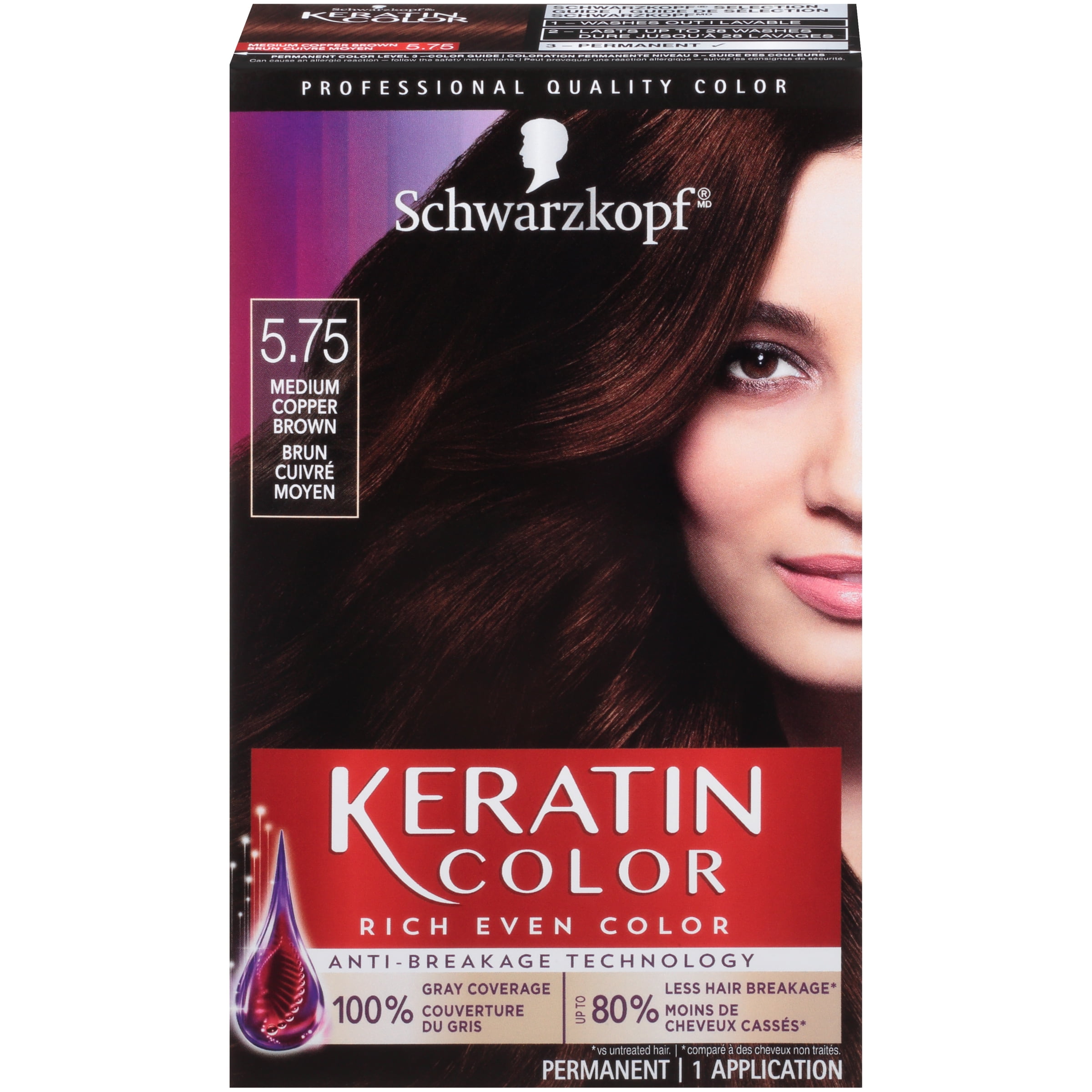 Schwarzkopf Keratin Color Permanent Hair Color Cream,  Medium Copper  Brown 