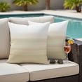 thumbnail image 4 of Beige White Stripes Outdoor Waterproof Pillow Covers, Farmhouse Modern Gradient Lines Decorative Square Throw Pillowcase Sofa Cushion Sham for Patio/Couch/Chair, 18"x18" 2 Pack, 4 of 8