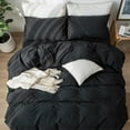 thumbnail image 4 of Ensemble de Housse de Couette en Coton Lavé Effet Lin Respirant Durable Doux Confortable (Lin Brun Gris Grand Lit), 4 of 6