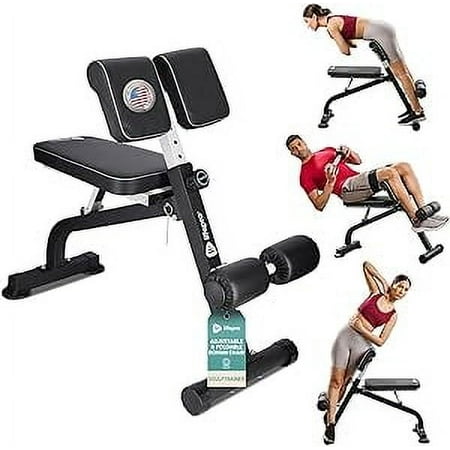 Lifepro Roman Chair Back Extension Bench, Foldable Hyperextension Machine, 330 lb Capacity - Gray