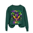 thumbnail image 4 of Tweang Women's Mardi Gras Mask Graphic Shirts Mardi Gras Sweatshirt Women Graphic Sweatshirts for Women Crewneck Sweatshirt Loose Fitting Tops for Women Oversized Sweatshirt for Women Army Green L, 4 of 4