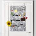 thumbnail image 2 of Muted Colors Hanging Pocket Organizer, Pattern of High Detailed Leaf Silhouettes with Dots and Stripes, Printed Polyester Storage Bag with Pockets, 21" x 31", Dark Grey and Pale Taupe, 2 of 2