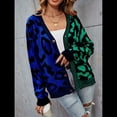 thumbnail image 4 of Cárdigan Holgado A Cuadros para Mujer, Abierto Al Frente, Suéteres Oversize con Gráficos Vintage, Abrigo de Punto A Cuadros. Verde Oscuro M, 4 of 9